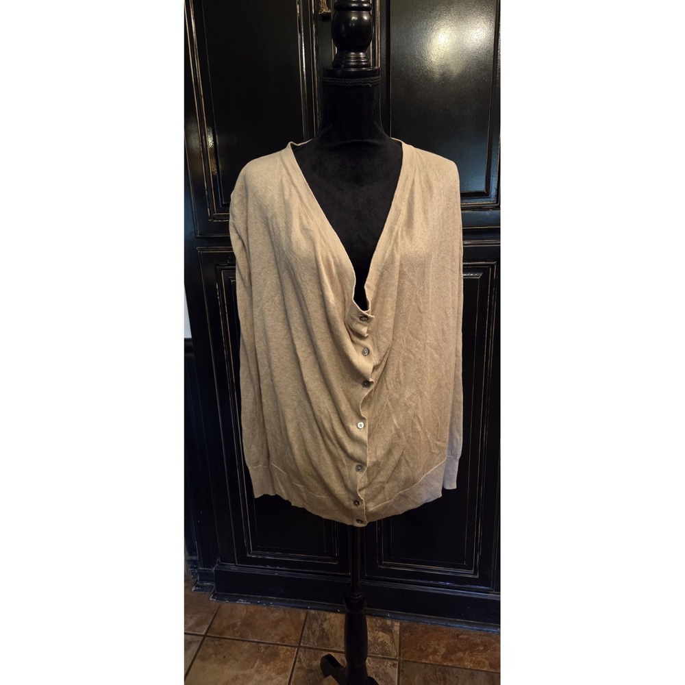 Garnet Hill 100% Linen Beige medium Button Up Cardigan, Luxury, Fall, Casual